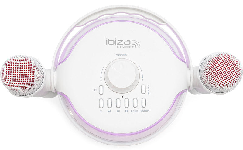 Ibiza Sound Karahome WH Altavoz Bluetooth Karaoke Con 2 Micrófonos Inalámbricos Blanco 3