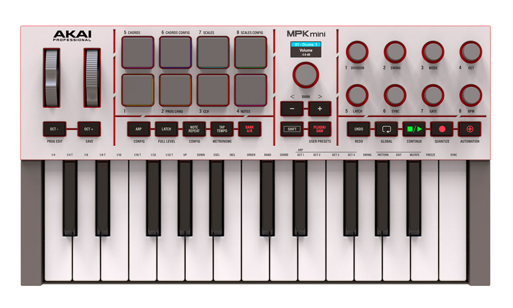 AKAI MPK Mini MK4 WHG Teclado Controlador USB Blanco y Gris 1