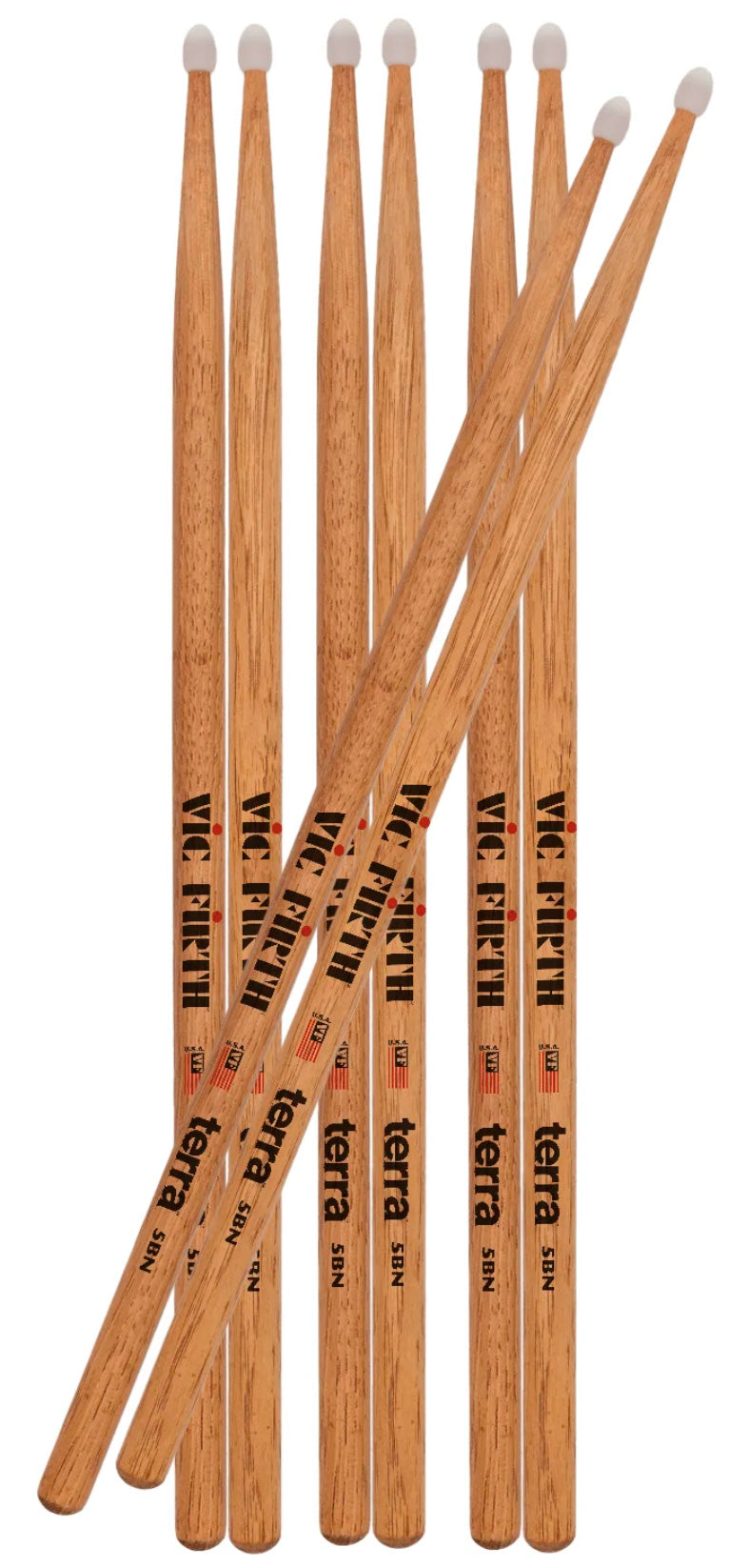 Vic Firth P5BTN4PK American Classic Terra Pack 4 Baquetas Batería Punta de Nylon 1