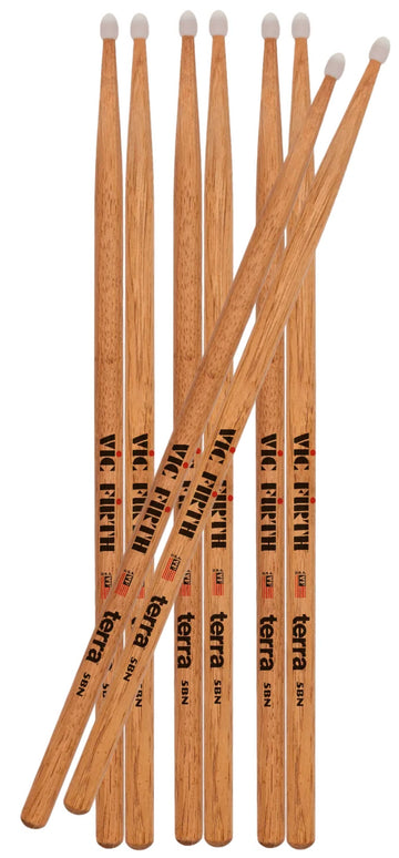 Vic Firth P5BTN4PK American Classic Terra Pack 4 Baquetas Batería Punta de Nylon 1