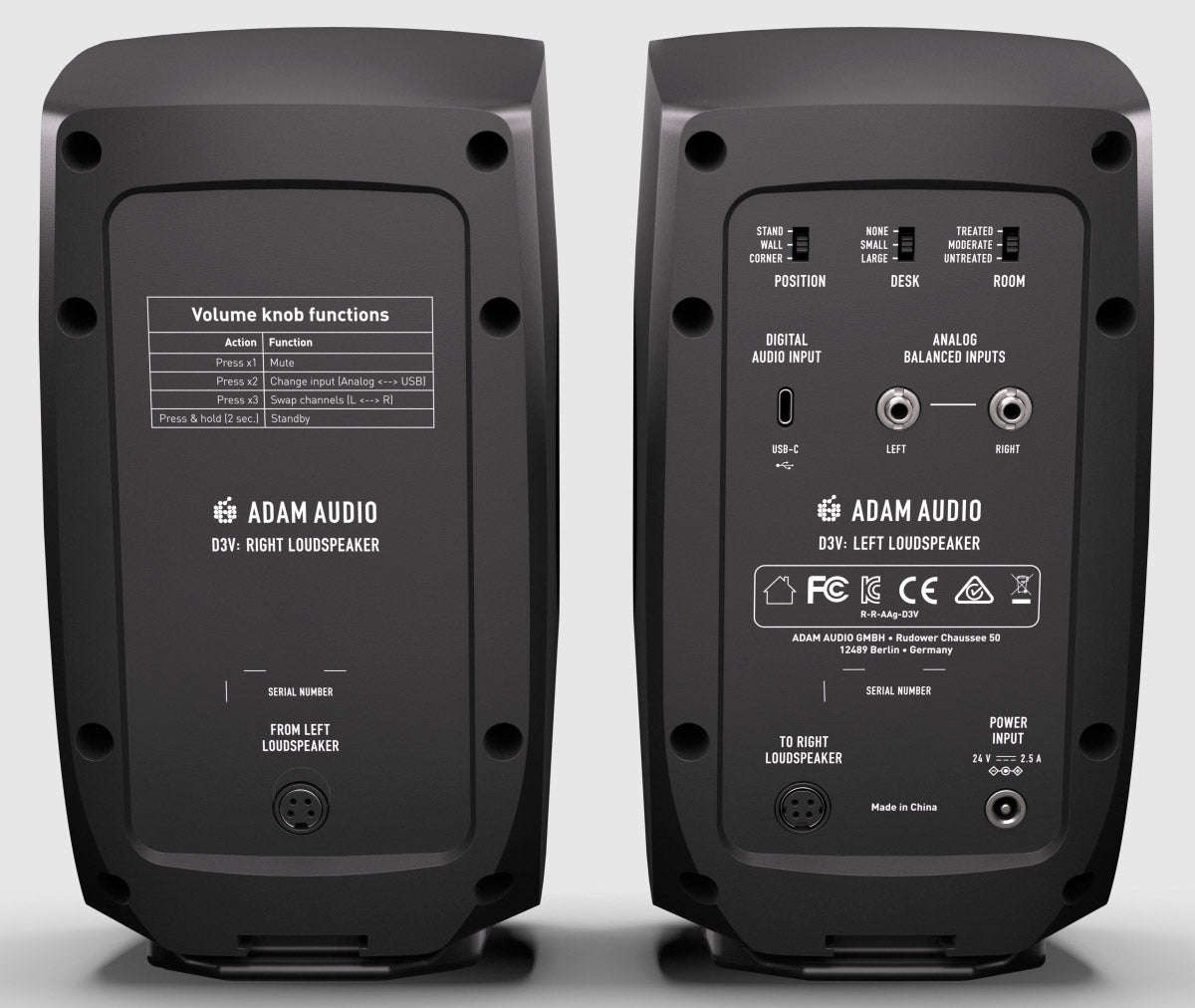 Adam Audio D3V BLK Pareja Monitores Estudio Activos Negros 3
