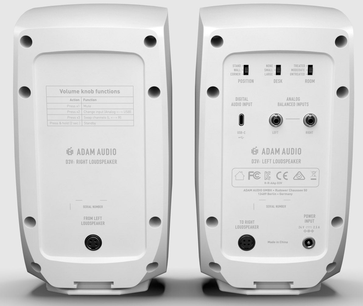 Adam Audio D3V WH Pareja Monitores Estudio Activos Blancos 3