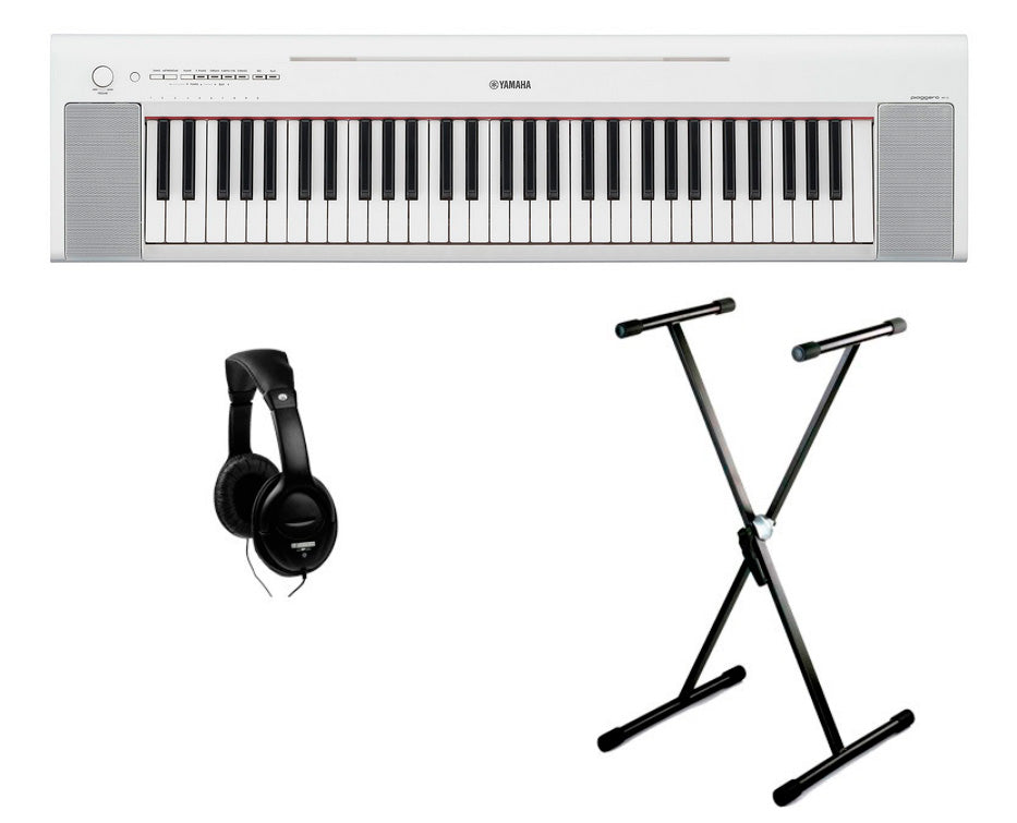 Yamaha -Pack- NP15WH Piano Digital Piaggero Blanco + Soporte Tijera y Auriculares 1