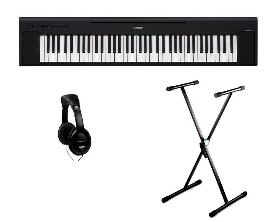 Yamaha -Pack- NP35B Piano Digital Piaggero Negro + Soporte Tijera y Auriculares 1