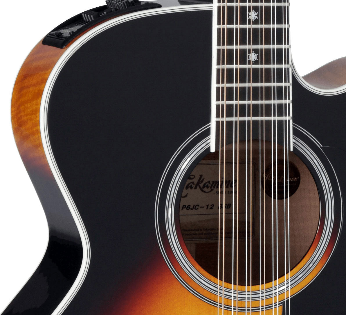 Takamine P6JC-12BSB Guitarra Electroacústica Jumbo 12 Cuerdas Brown Sunburst 2