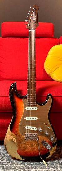 Franchin Guitars Mercury Over Leaf Relic RW Guitarra Eléctrica Sunburst 1