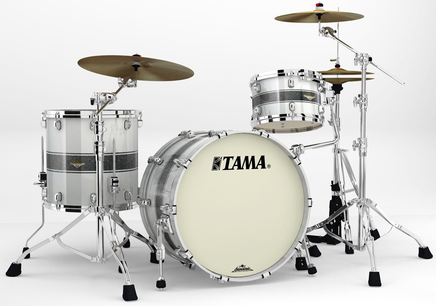 Tama MA32CZS SSR Starclassic Maple Batería Acústica Silver Snow Racing Stripe 1