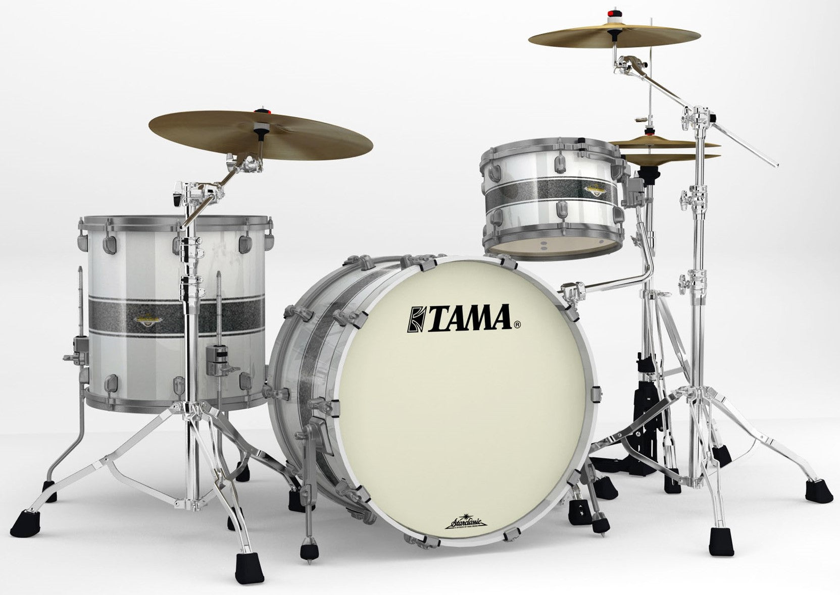 Tama MA32CZUS SSR Starclassic Maple Batería Acústica Silver Snow Racing Stripe 1