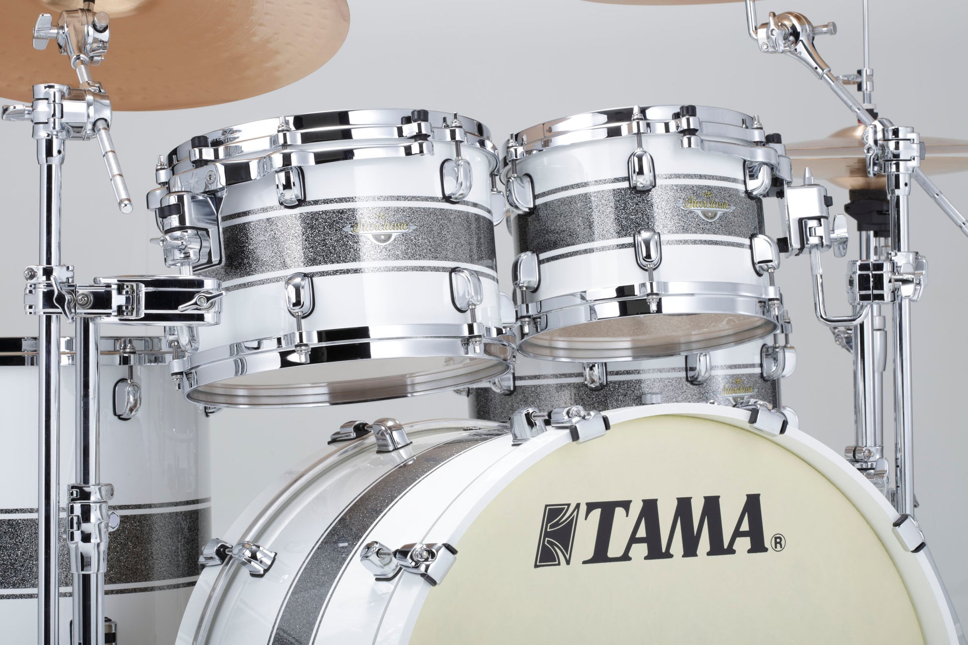 Tama MA42TZS SSR Starclassic Maple Batería Acústica Silver Snow Racing Stripe 2