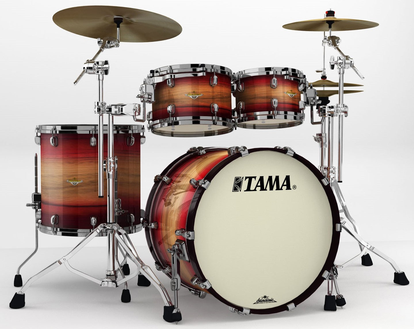 Tama ME42TZBS LRWB Starclassic Maple Batería Acústica Ruby Pacific Walnut Burst 1