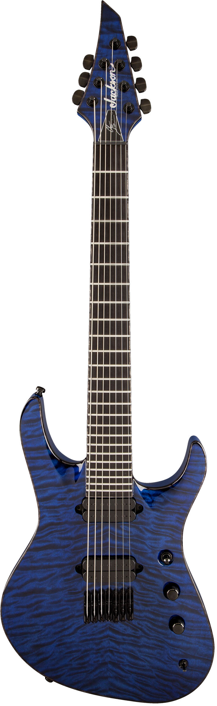 Jackson USA Chris Broderick Soloist HT7 EB Guitarra Eléctrica 7 Cuerdas Transparent Blue 1