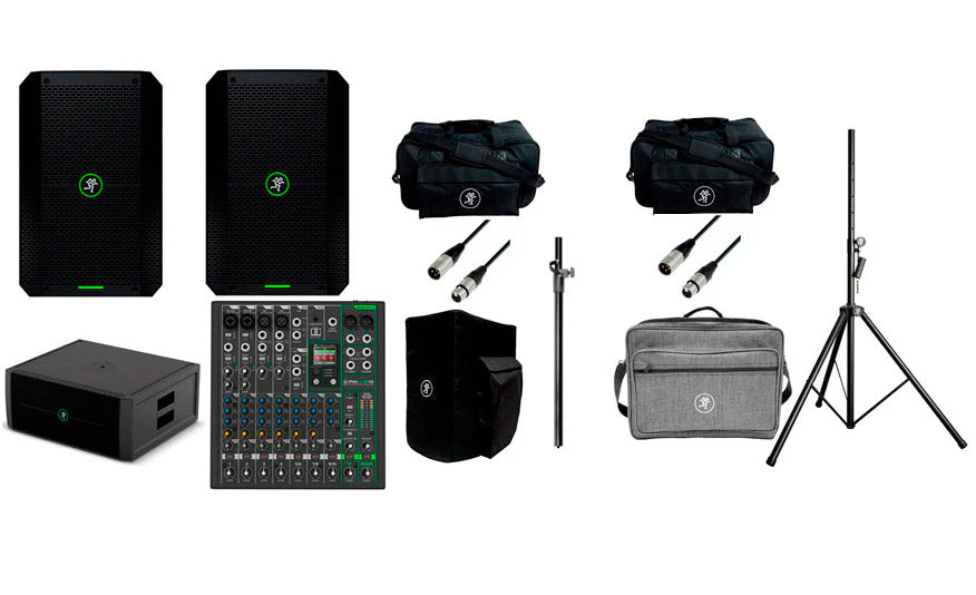 MACKIE -PACK- PRO SINGLE THUMP GO ALTAVOZ PA + SUBWOOFER THUMP SUBGO + MESA PROFX10 GO Y ACCESORIOS