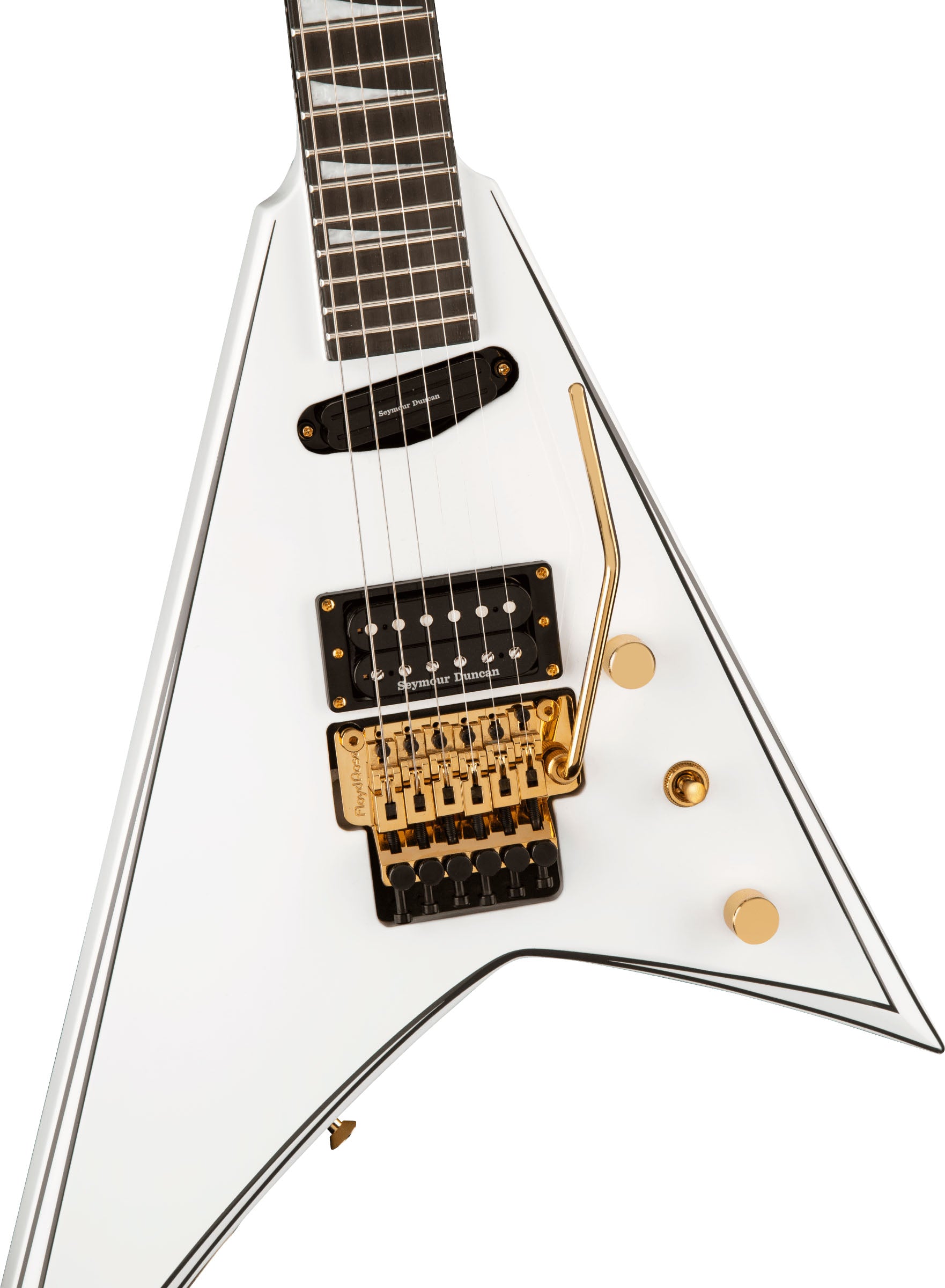 Jackson Concept Rhoads RR24 HS EB Guitarra Eléctrica White with Black Pinstripes 4