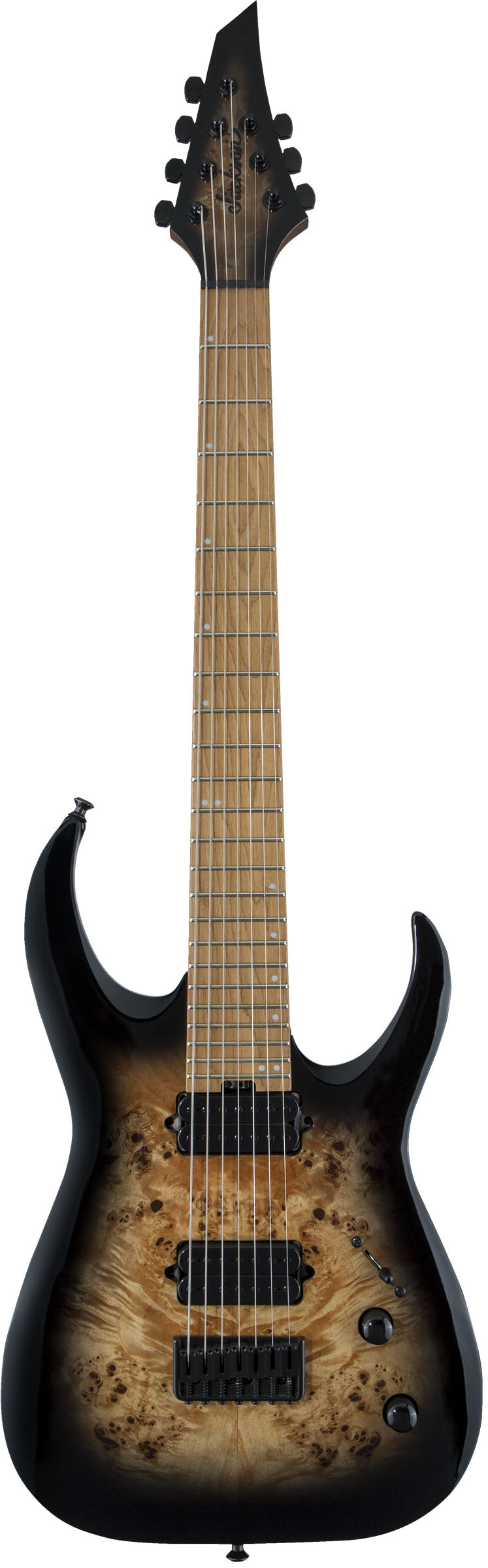 Jackson Pro Misha Mansoor Juggernaut HT7P CMN Guitarra Eléctrica 7 Cuerdas Black Burst Burl 1