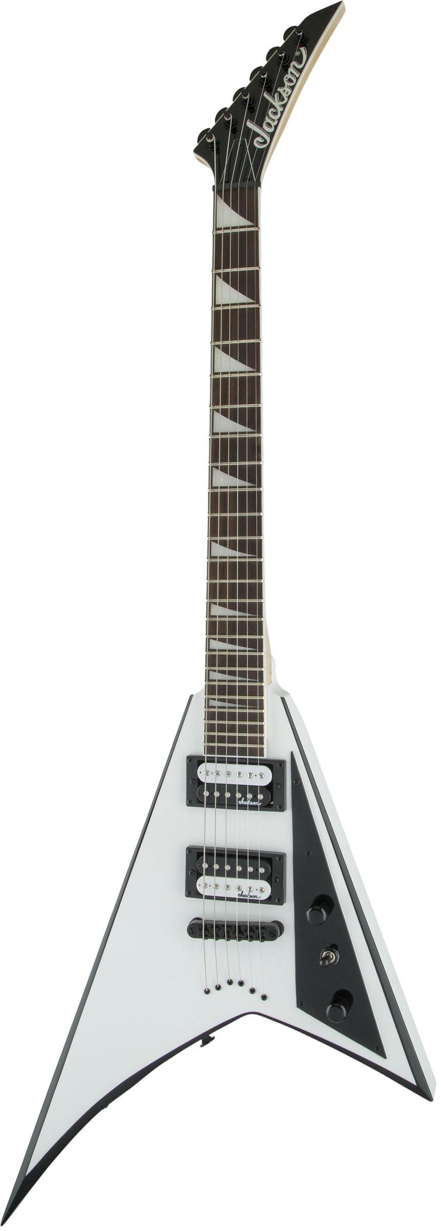 Jackson JS Rhoads JS32T AM Guitarra Eléctrica White with Black Bevels 3