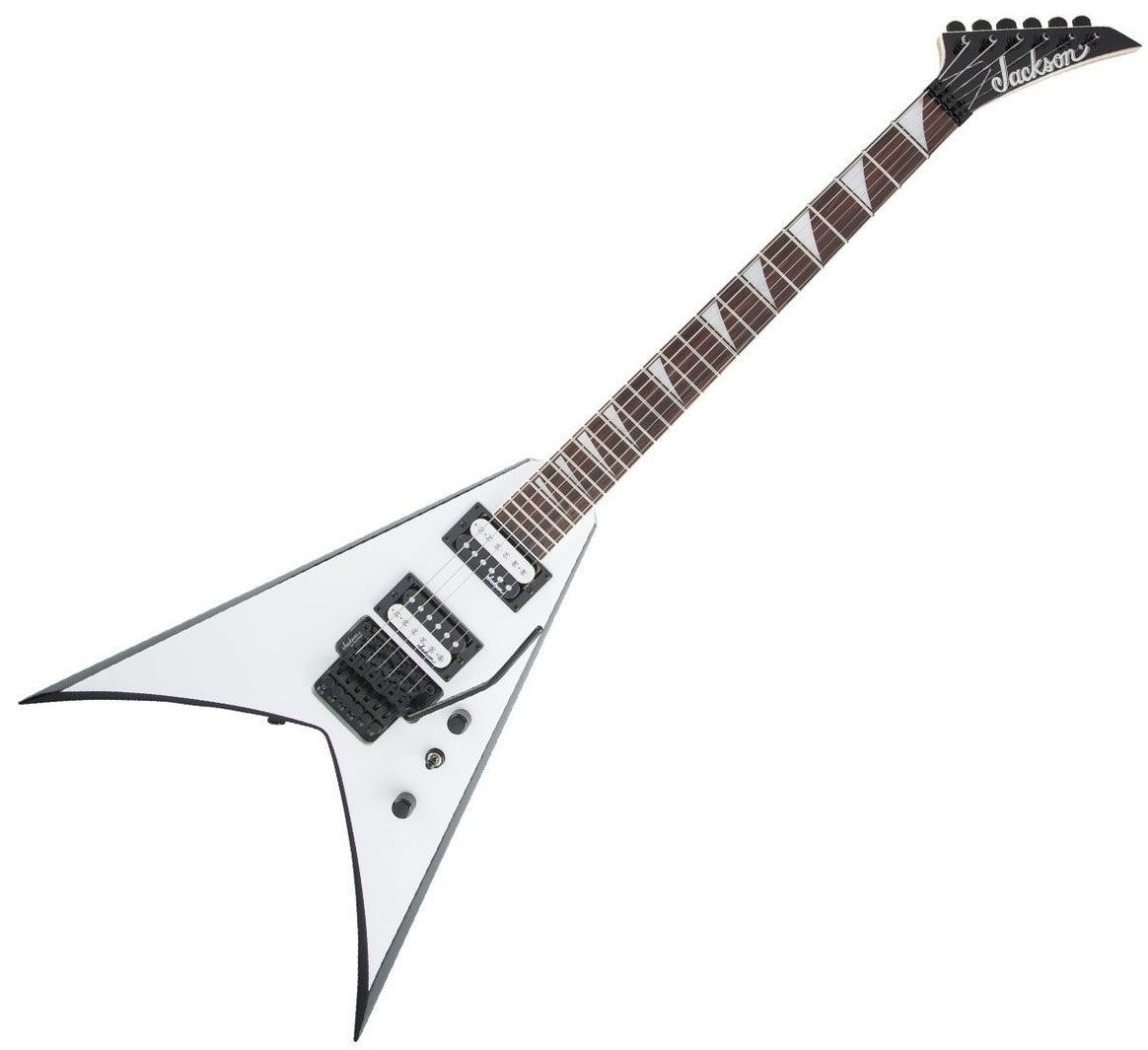 Jackson JS King V JS32 AM Guitarra Eléctrica White with Black Bevels 9