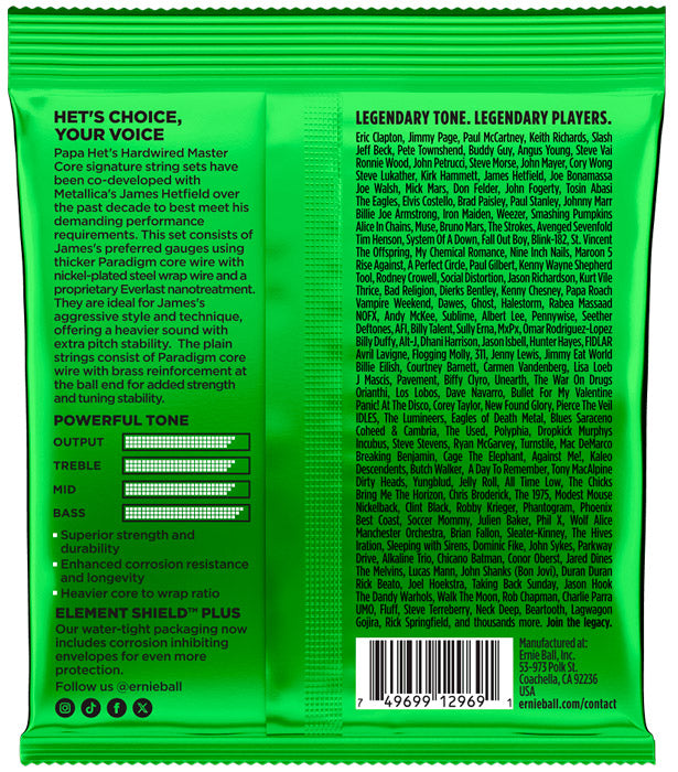 Ernie Ball 2201 James Hetfield Signature Juego Cuerdas Guitarra Eléctrica 11-48 2