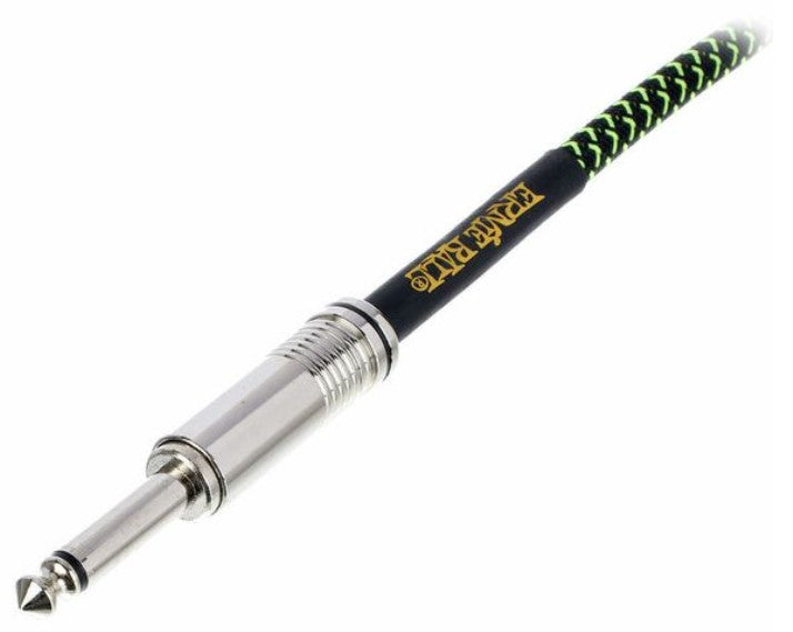 Ernie Ball EB6077 Cable Instrumento Trenzado Jack Recto Acodado 3 Metros Negro y Verde 2