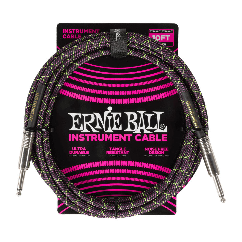 Ernie Ball EB6427 Cable Instrumento Trenzado Jack Recto 3 Metros Purple Python 1