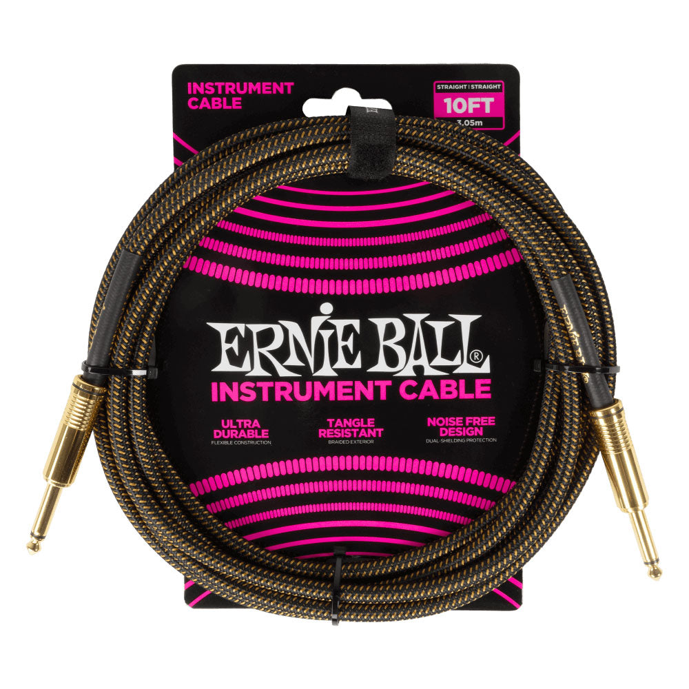 Ernie Ball EB6428 Cable Instrumento Trenzado Jack Recto 3 Metros Pay Dirt 1