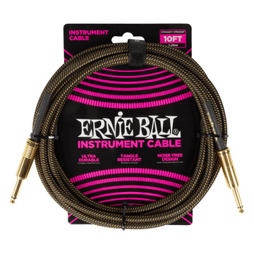 Ernie Ball EB6428 Cable Instrumento Trenzado Jack Recto 3 Metros Pay Dirt 1