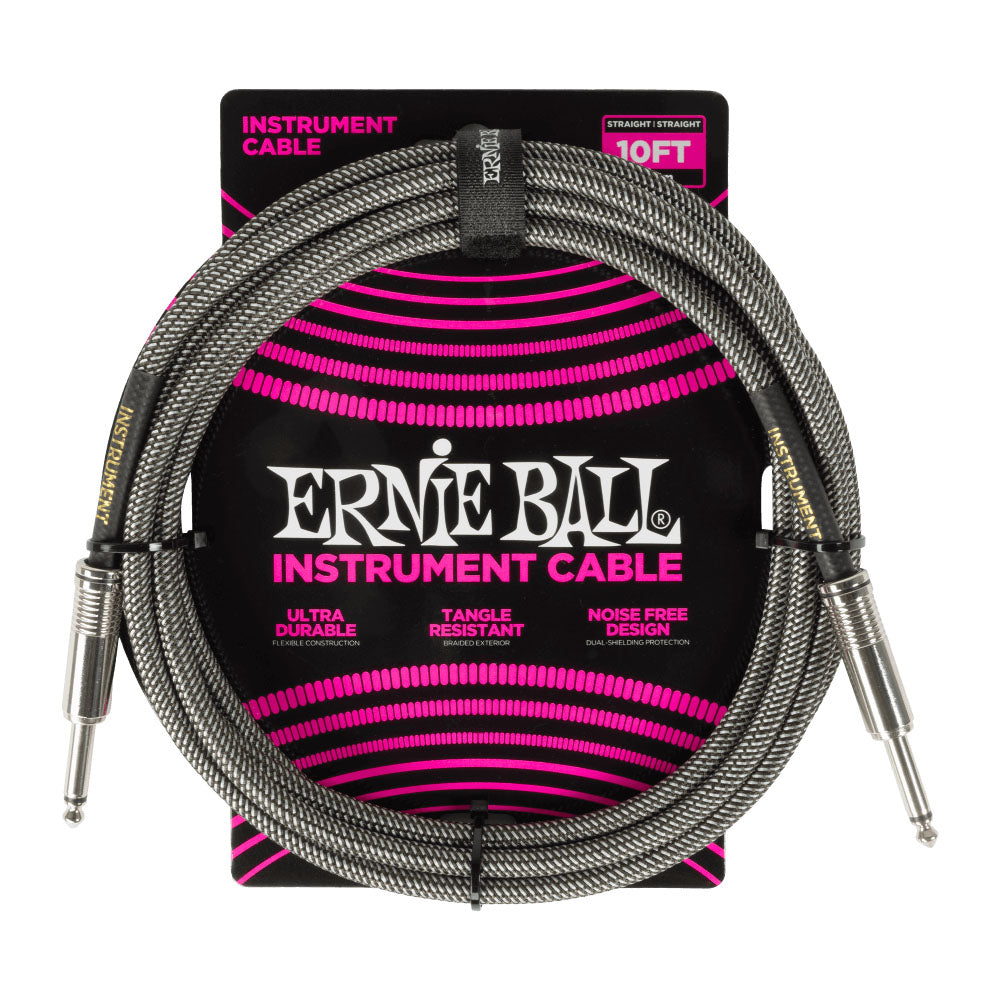 Ernie Ball EB6429 Cable Instrumento Trenzado Jack Recto 3 Metros Silver Box 1