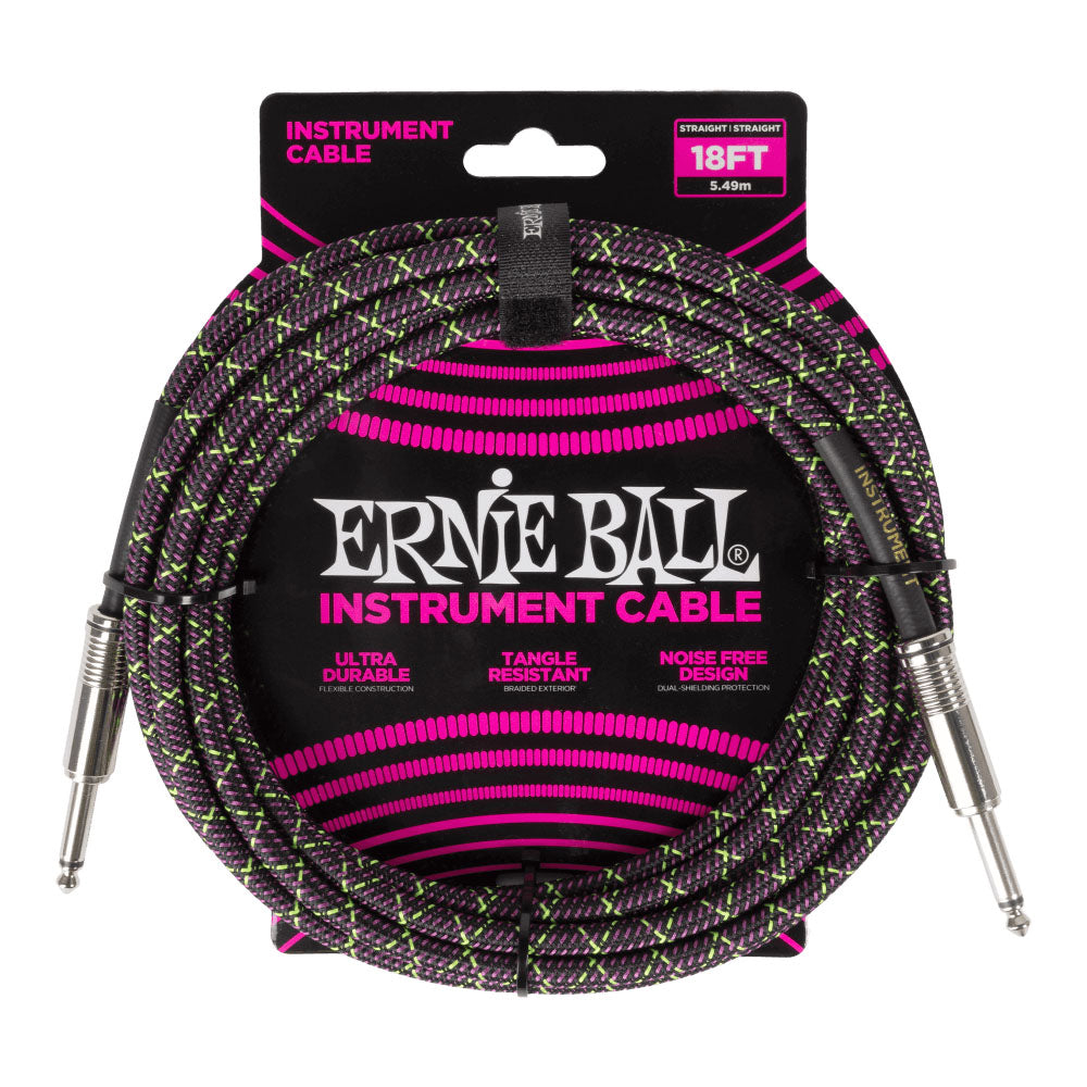 Ernie Ball EB6431 Cable Instrumento Trenzado Jack Recto 5.5 Metros Purple Python 1