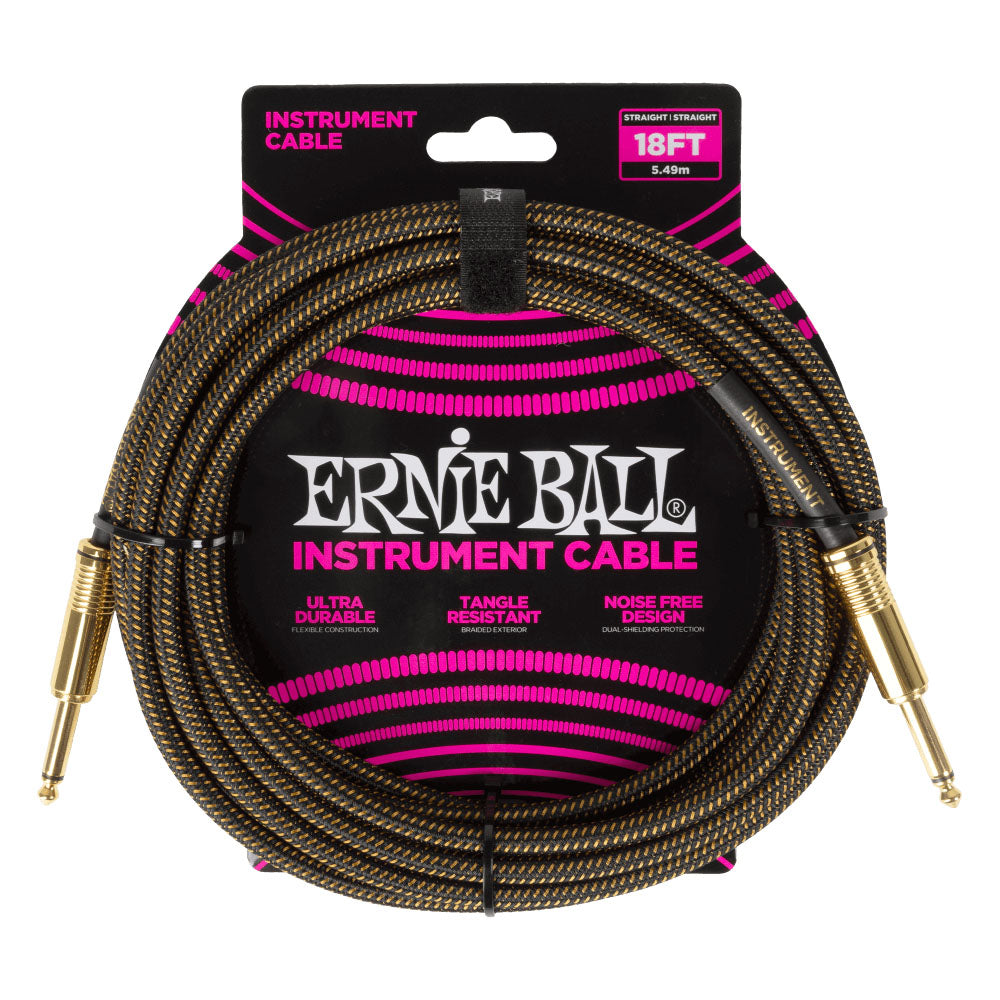 Ernie Ball EB6432 Cable Instrumento Trenzado Jack Recto 5.5 Metros Pay Dirt 1