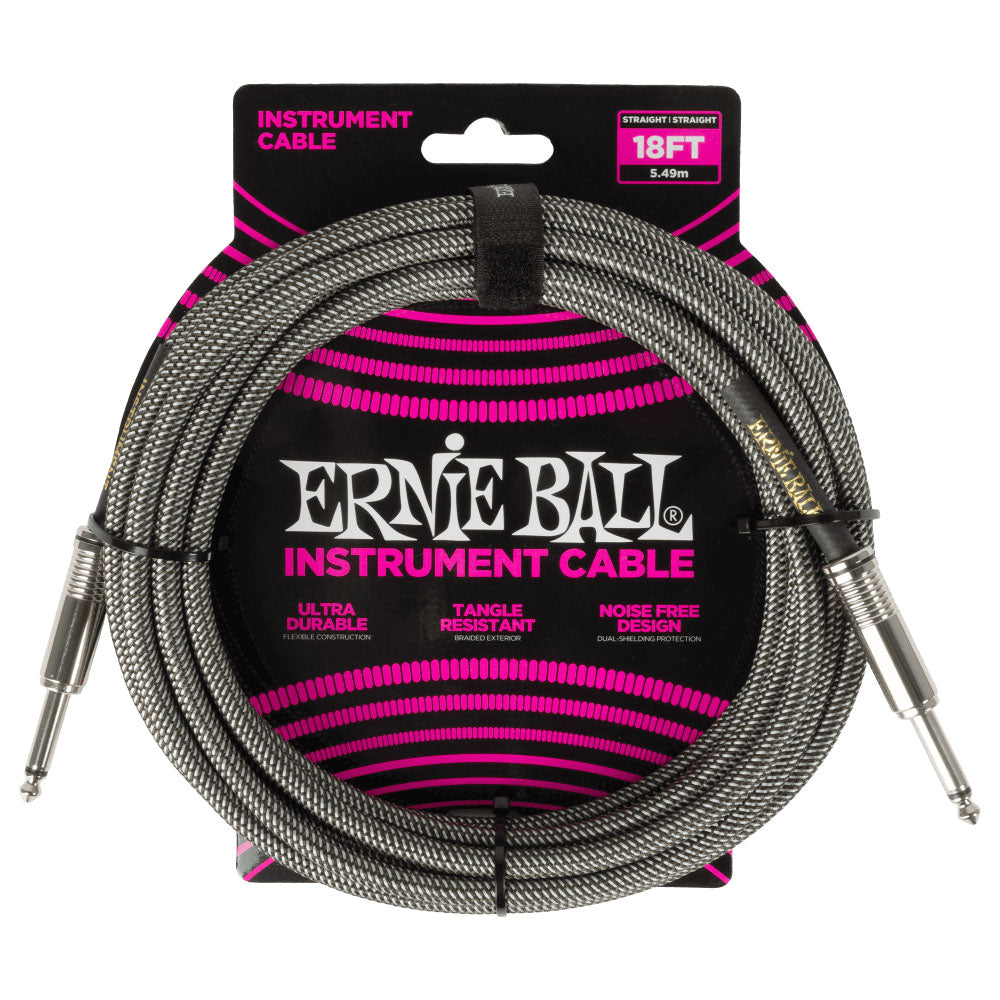 Ernie Ball EB6433 Cable Instrumento Trenzado Jack Recto 5.5 Metros Silver Box 1