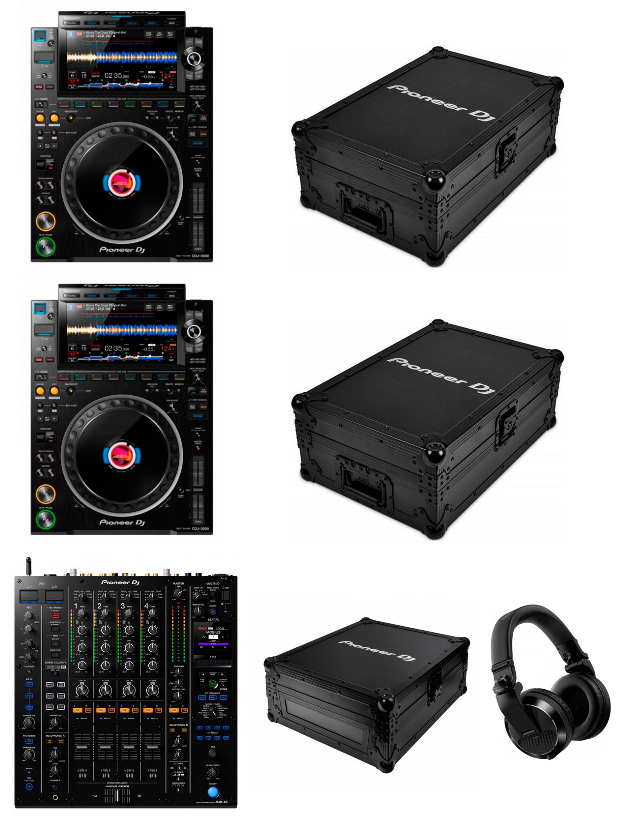 Pioneer DJ -Pack- 2 X CDJ3000 Reproductor DJ + DJMA9 Mesa de Mezclas + Maletas y Auriculares 1