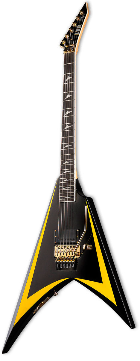 ESP LTD Arrowhead SE Alexi Laiho Guitarra Eléctrica Negra con Rayas Amarillas 3