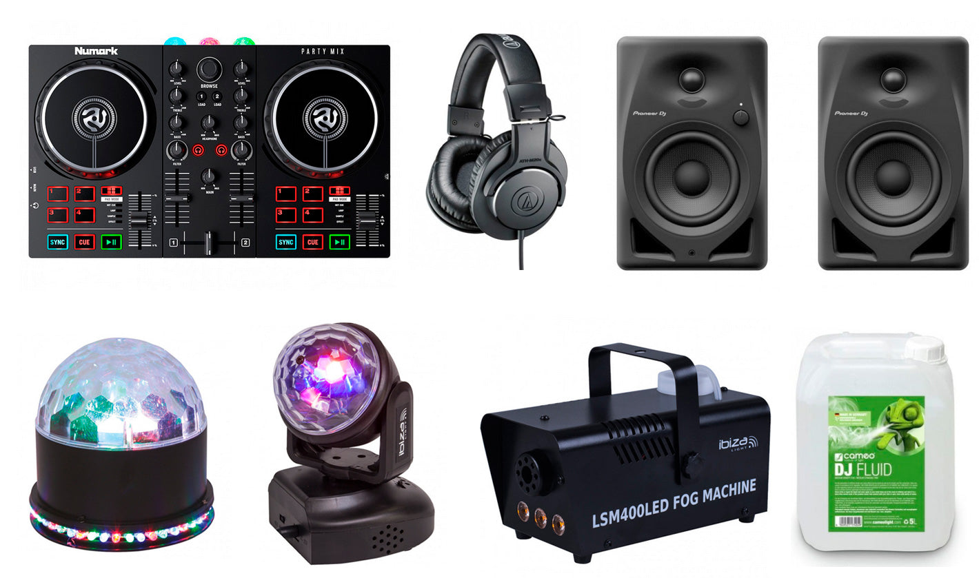 Numark -Pack- Partymix II Controlador DJ + Monitores + Auriculares y Efectos Luces 1