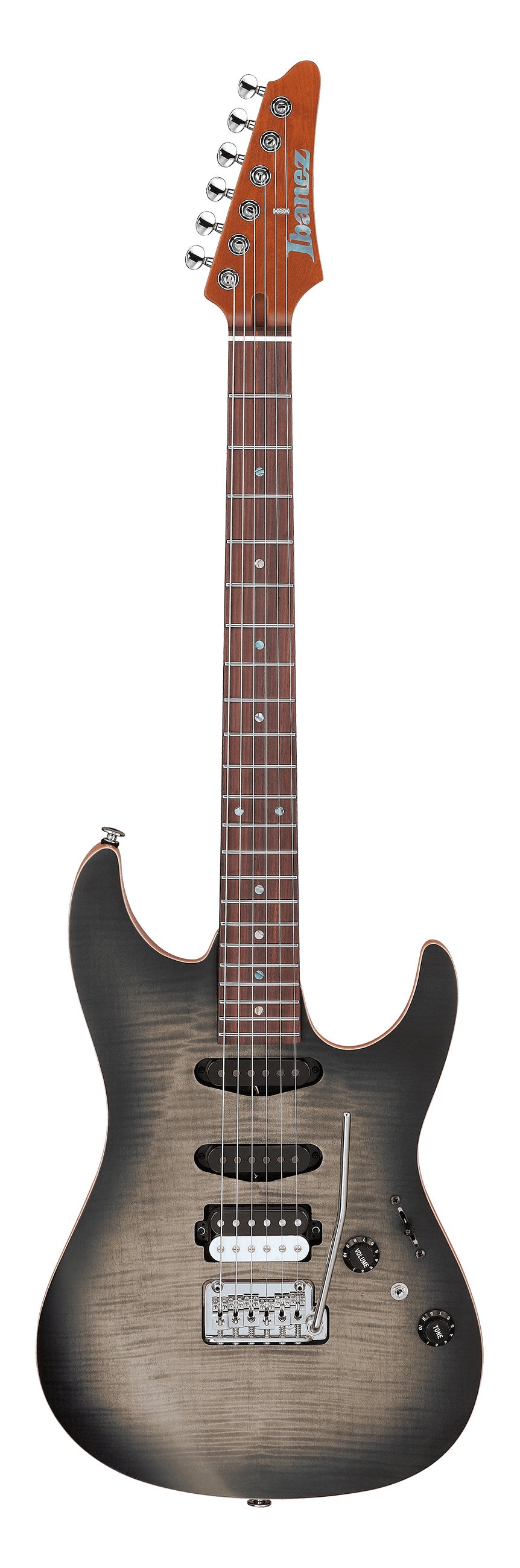 Ibanez TQM2 CUF Tom Quayle Signature Guitarra Eléctrica Charcoal Black Burst Flat 1