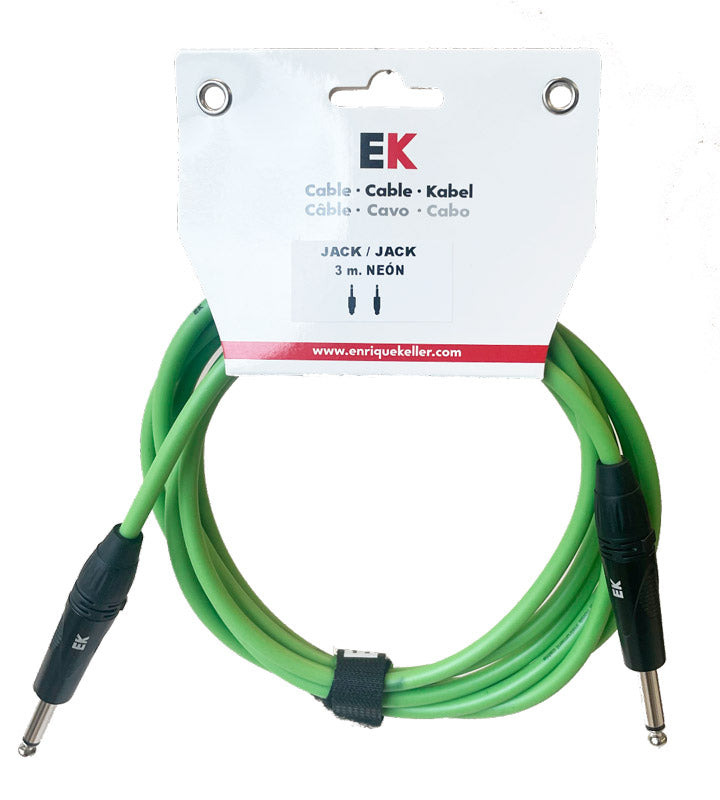 Auvisa SFJJ0043GRF Cable Instrumento Jack Jack Neón Verde Fluorescente 3 metros 1