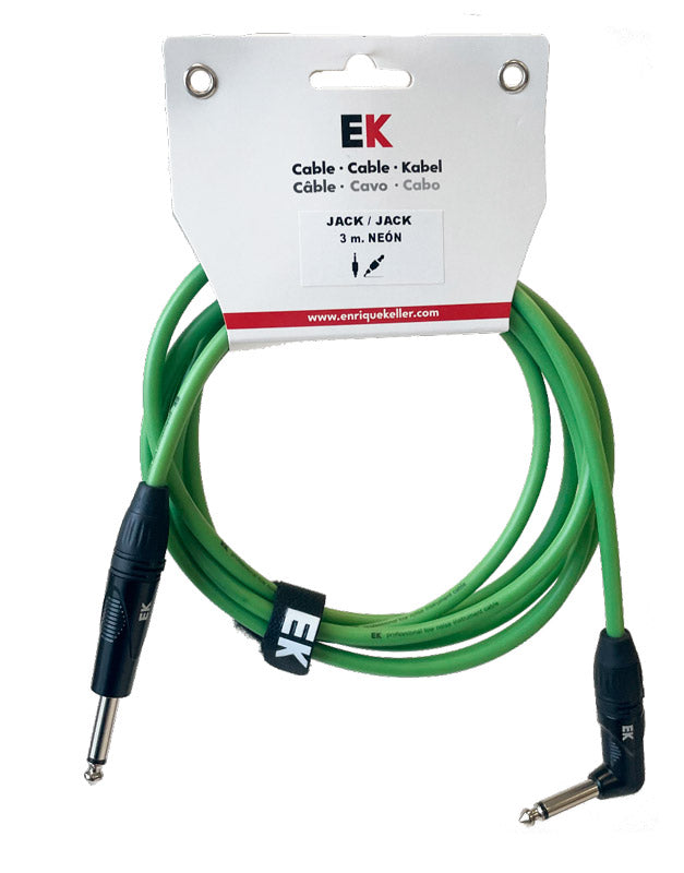 Auvisa SFJJ0133GRF Cable Instrumento Jack Recto Jack Acodado Neón Verde Fluorescente 3 metros 1