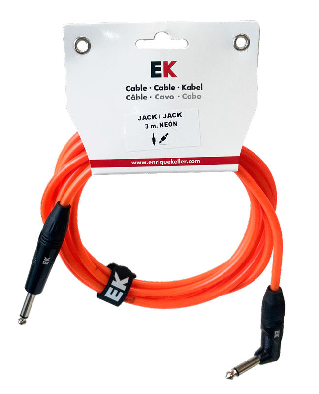 Auvisa SFJJ0133ORF Cable Instrumento Jack Recto Jack Acodado Neón Naranja Fluorescente 3 metros 1
