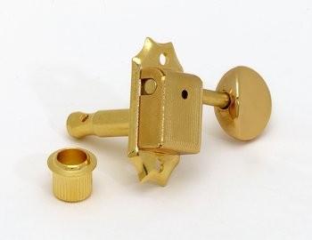 Gotoh TK0875002 Gotoh 3 X 3 Tuning Keys Vintage Style with Metal Oval Buttons Gold 15:1 1