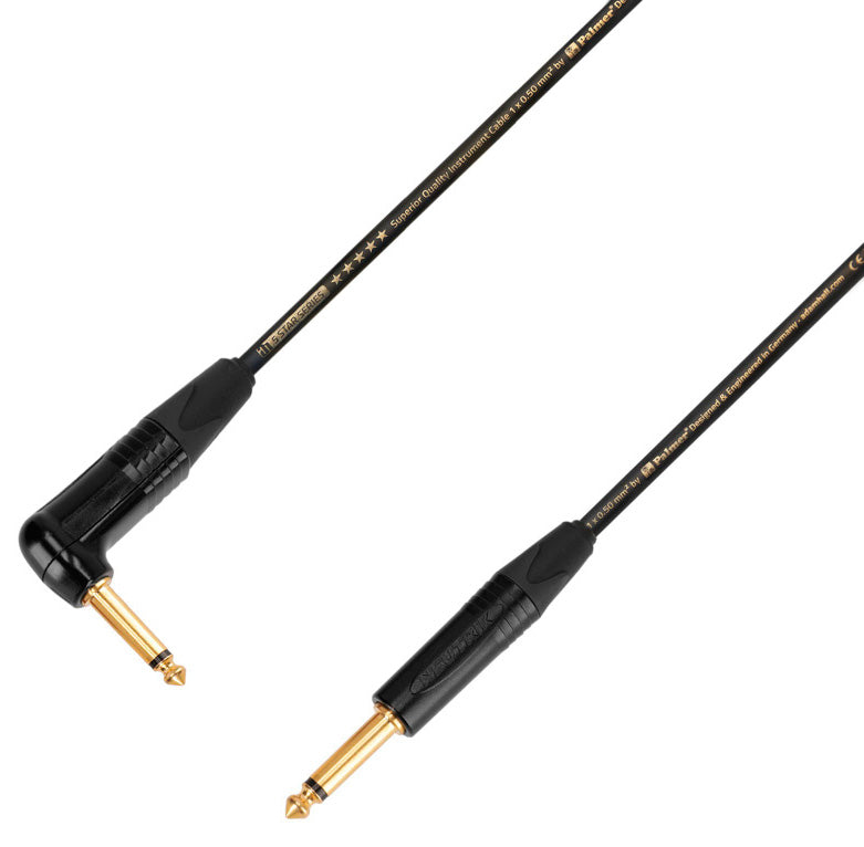 Adam Hall K5IPR0150 Cable Instrumento Neutrik 6.3 mm Jack Mono a 6.3 mm Acodado Jack Mono 1.5 Metros 1