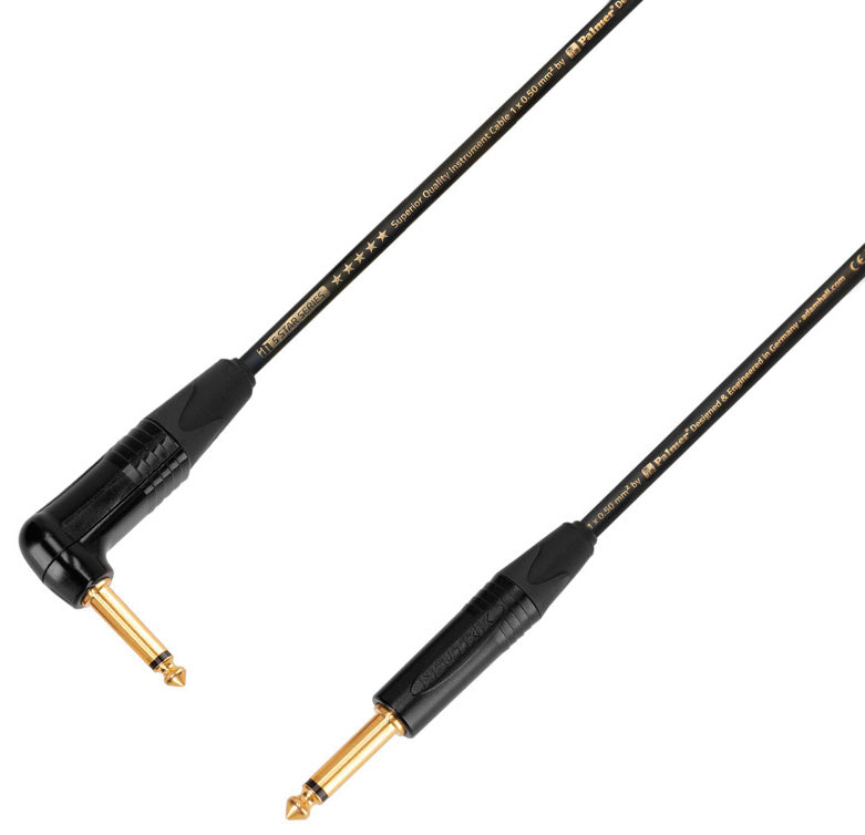 Adam Hall K5IPR0300 Cable Instrumento Neutrik 6.3 mm Jack Mono a 6.3 mm Acodado Jack Mono 3 Metros 1