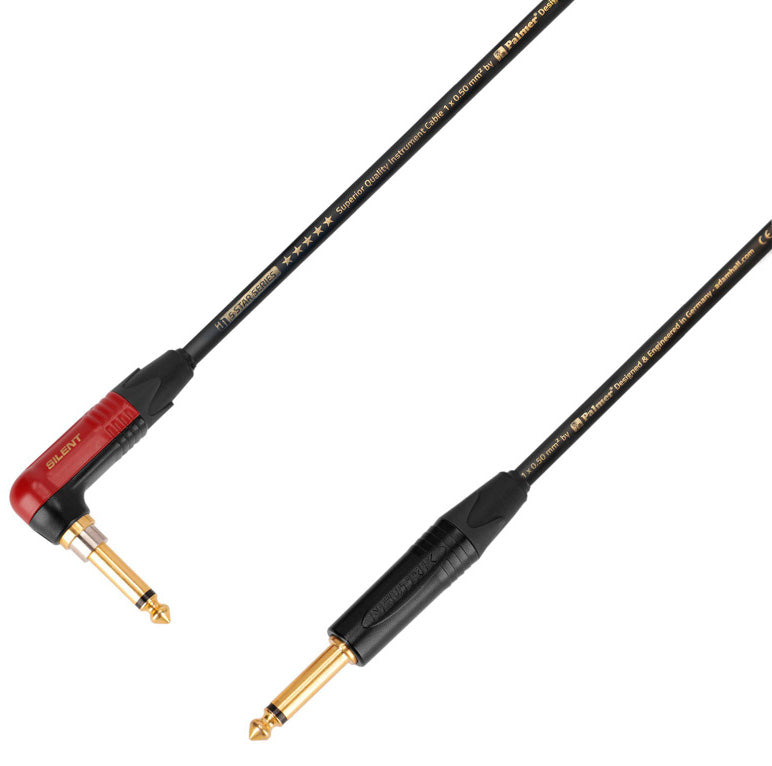 Adam Hall K5IPR0300 Silent Cable Instrumento Neutrik 6.3 mm Jack a Jack Acodado 3 Metros 1