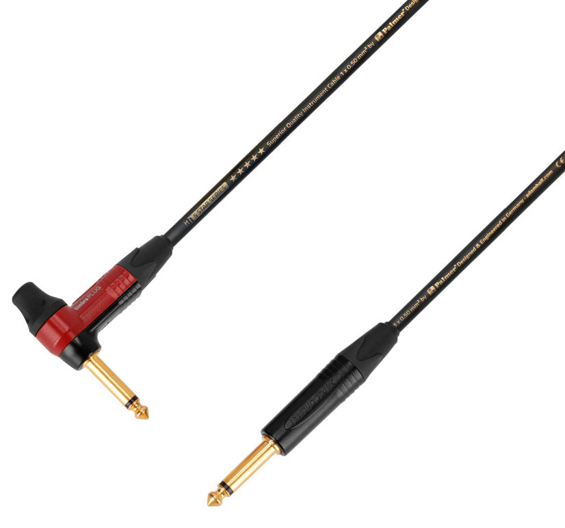 Adam Hall K5IPR0300 Timbre Cable Instrumento Neutrik 6.3 mm Jack a Jack Acodado 3 Metros 1