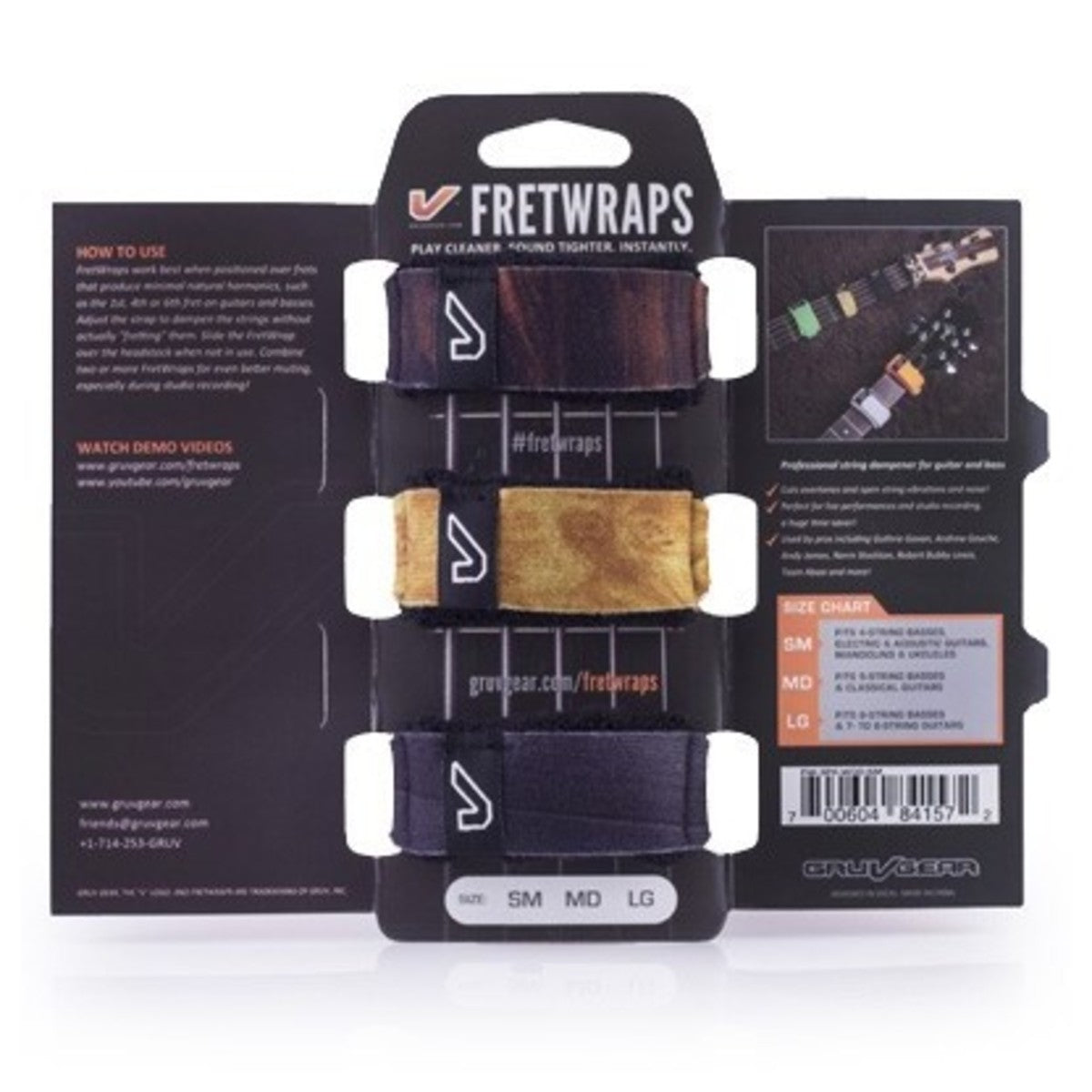 Gruv Gear FW-3PK-WOD-SM Pack 3 Fretwraps Wood Prints Pequeños 2