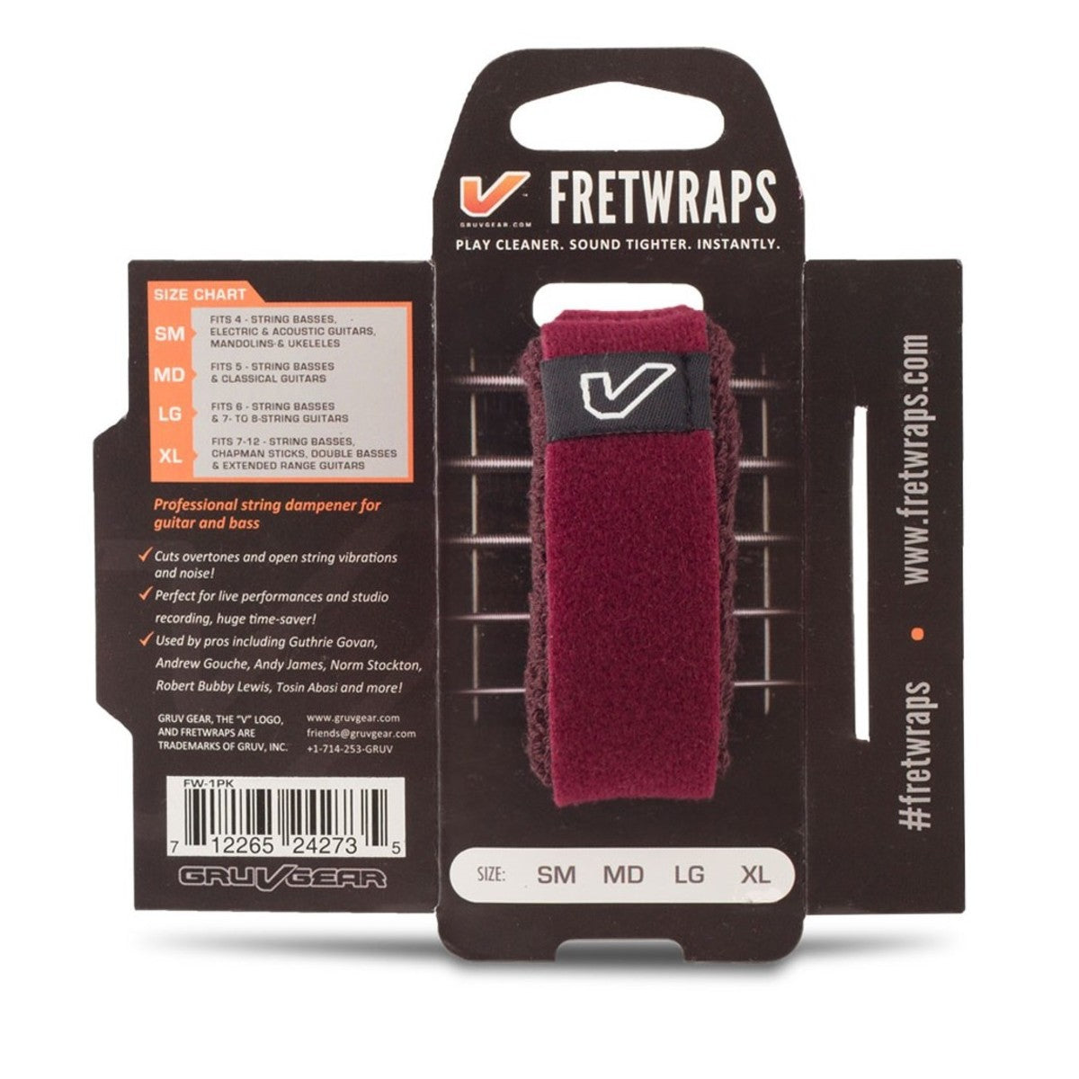 Gruv Gear FW-1PK-BGY-SM Fretwraps HD Wine Burgundy Pequeño 2