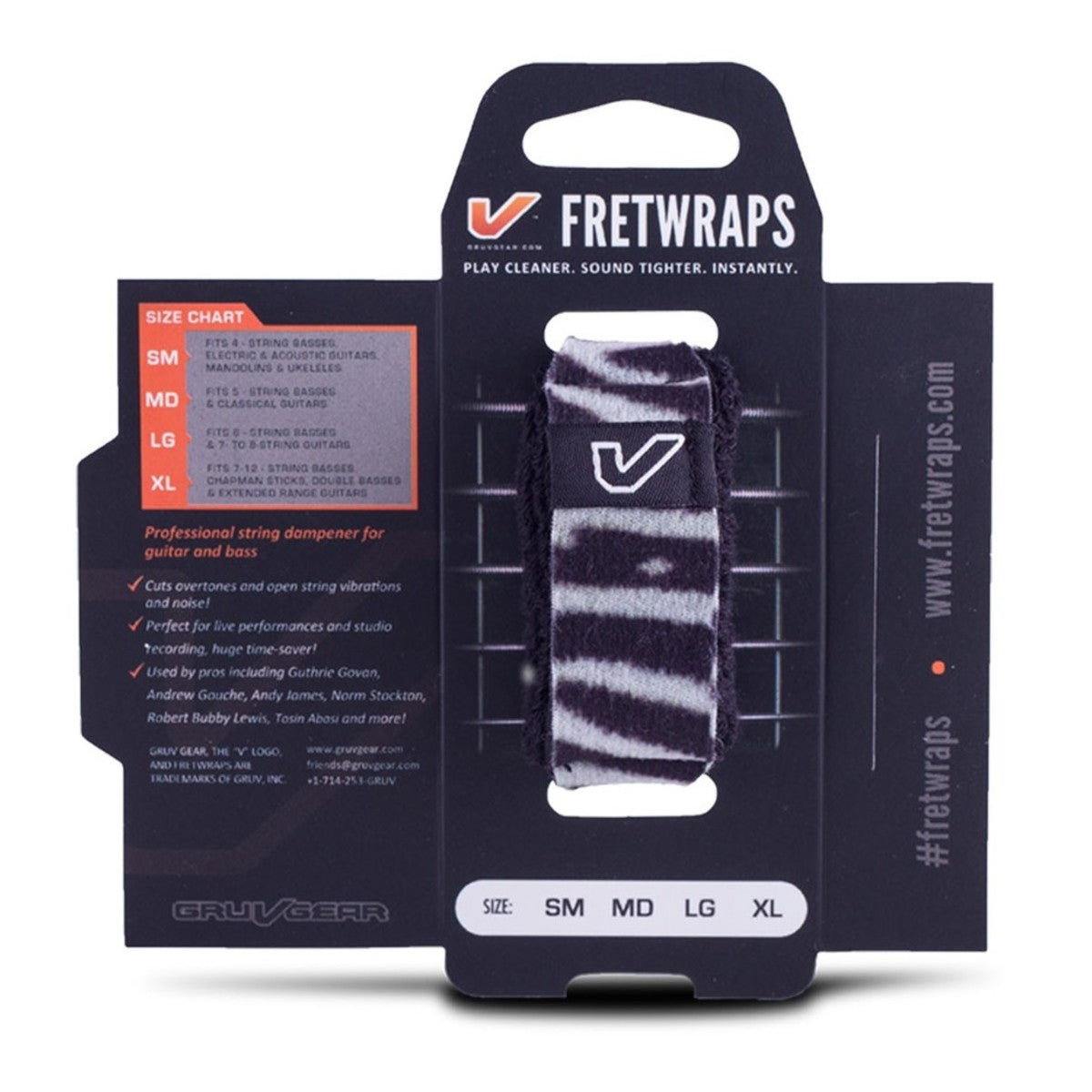 Gruv Gear FW-1PK-ZEB-SM Fretwraps Wild Zebra String Muters Pequeño 2