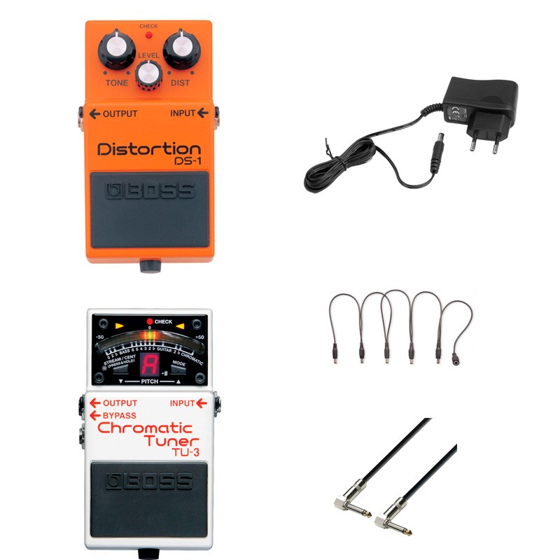 Boss -Pack- DS1 Pedal Distorsión + Boss TU3 Afinador + Alimentador y Cables 1