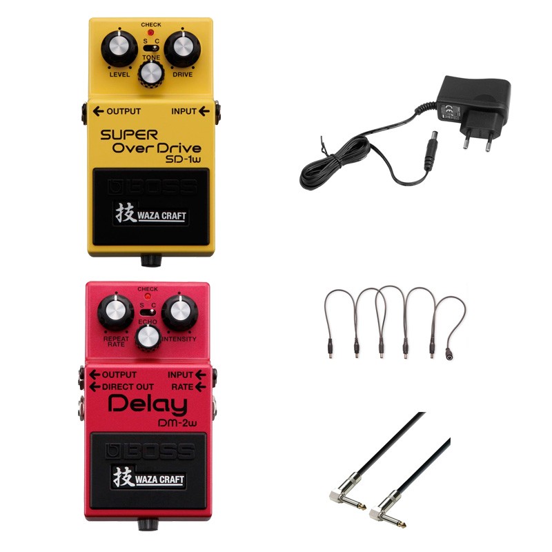 Boss -Pack- Pedales Waza SD1W Overdrive y DM2W Delay + Alimentador y Cables 1