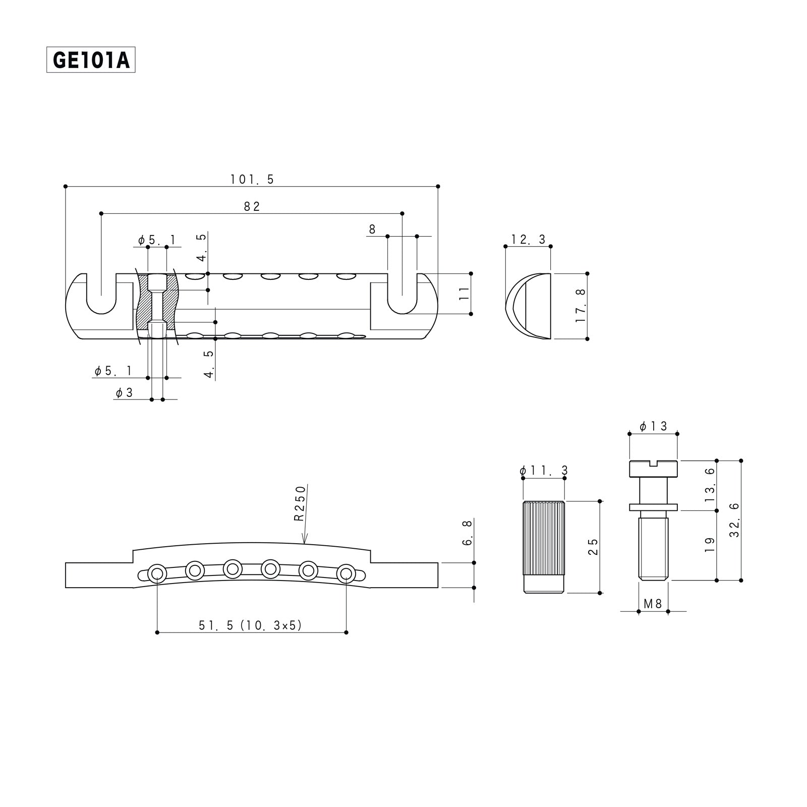 Gotoh GE101A GD Cordal Guitarra Eléctrica Dorado. 2