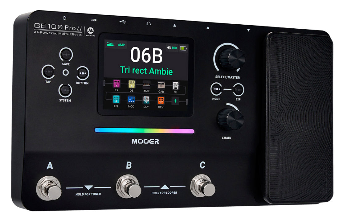 Mooer GE100 Pro Li Pedalera Multiefectos Guitarra con Batería Recargable 1