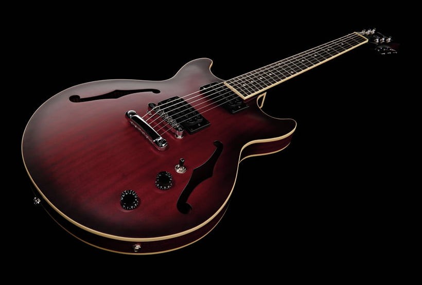 Ibanez AM53 SRF Guitarra Eléctrica Semihollow Sunburst Red 12