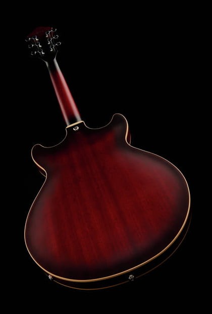 Ibanez AM53 SRF Guitarra Eléctrica Semihollow Sunburst Red 13